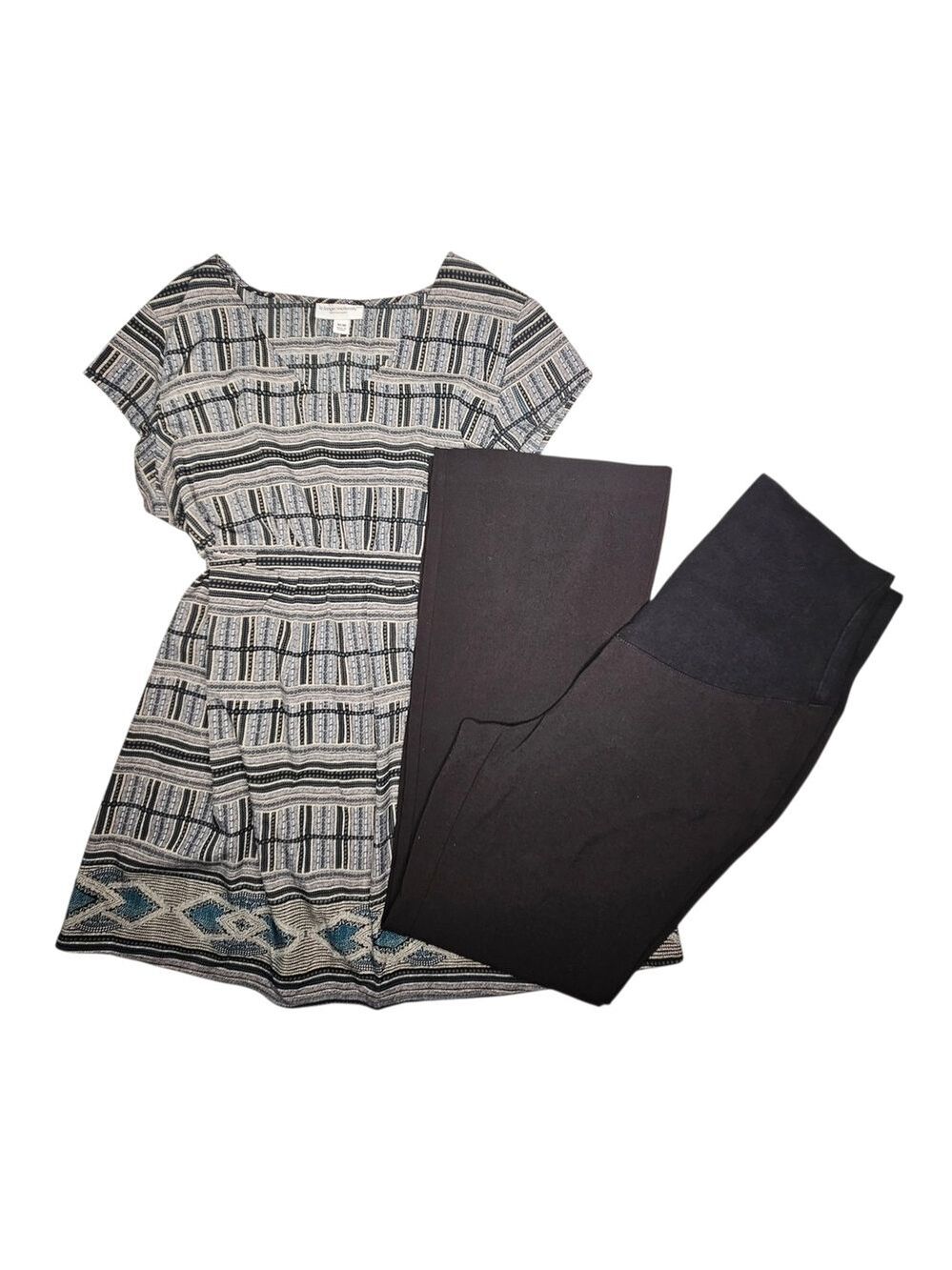 Stylish Black Pants and Patterned Top Set